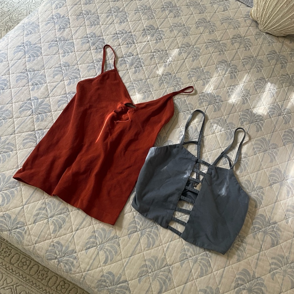 Stylish Women's Red and Gray Tops